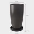 thumbnail image 2 of FIASON 2 Pack 21 Inch Dark Brown Brushed Tall Planters, 6.5 Gallon Tapered Plastic Plant Pots with Drainage, Mesh Screens & 2-in-1 Shelf Saucers, Indoor Outdoor Porch Patio Garden, 2 of 7