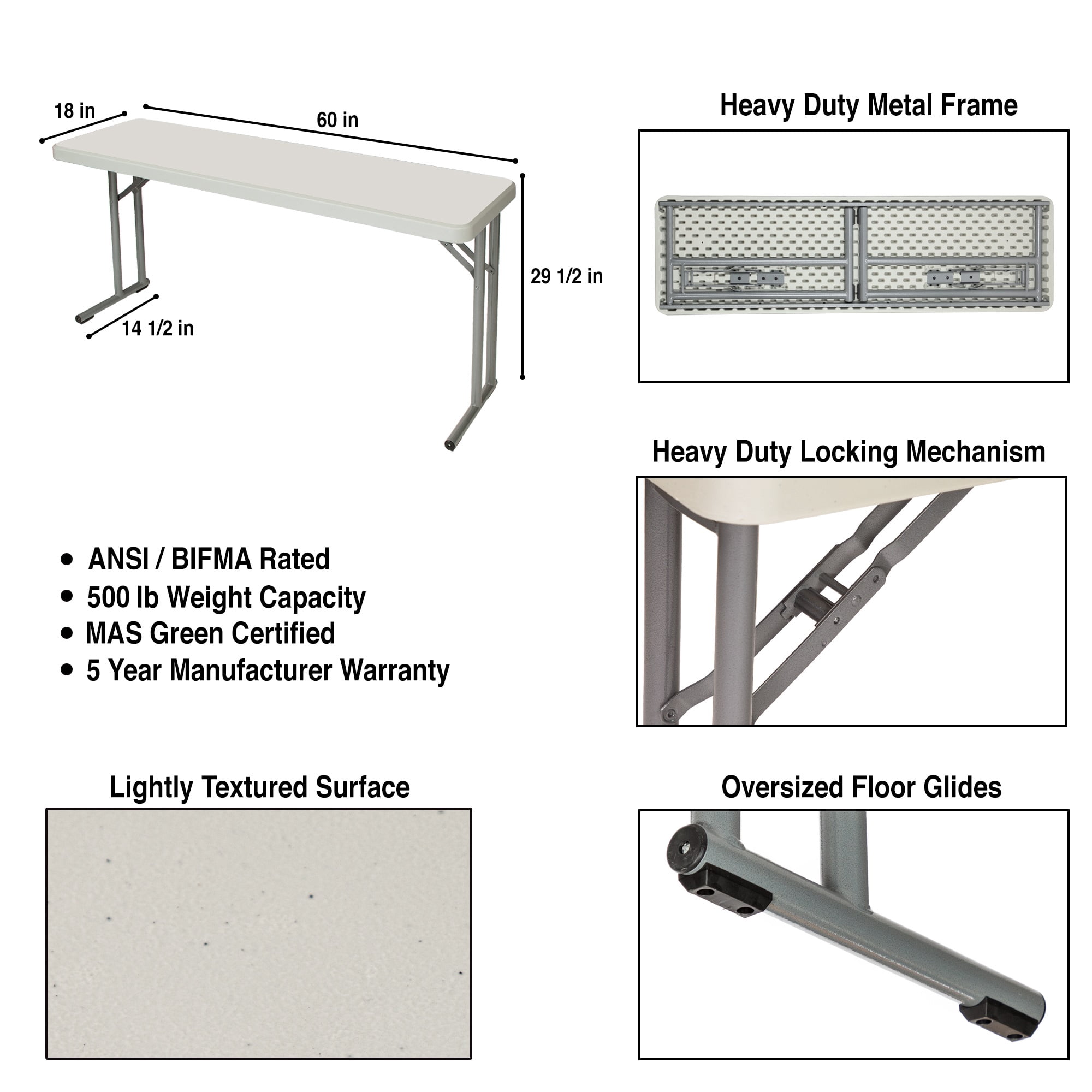 Hampden Furnishings Baldwin Collection Folding Seminar Table, Grey