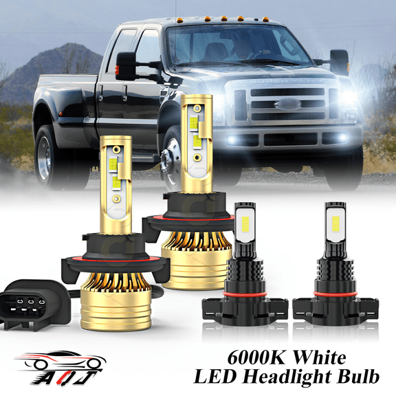 LED Headlight Bulb for Ford F250 F350 F450 F550 Super Duty 2005-2022 - 100,000LM Super-Bright 6000K White, High Low Beam   Foglight Bulbs Combo，Plug & Play, Pack of 4