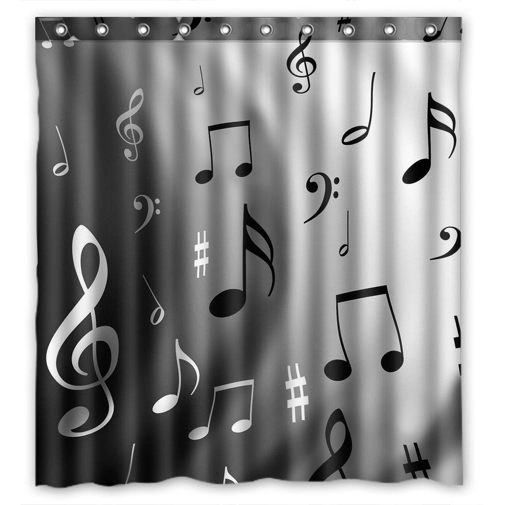 GCKG Music Notes Waterproof Polyester Shower Curtain Bathroom Deco