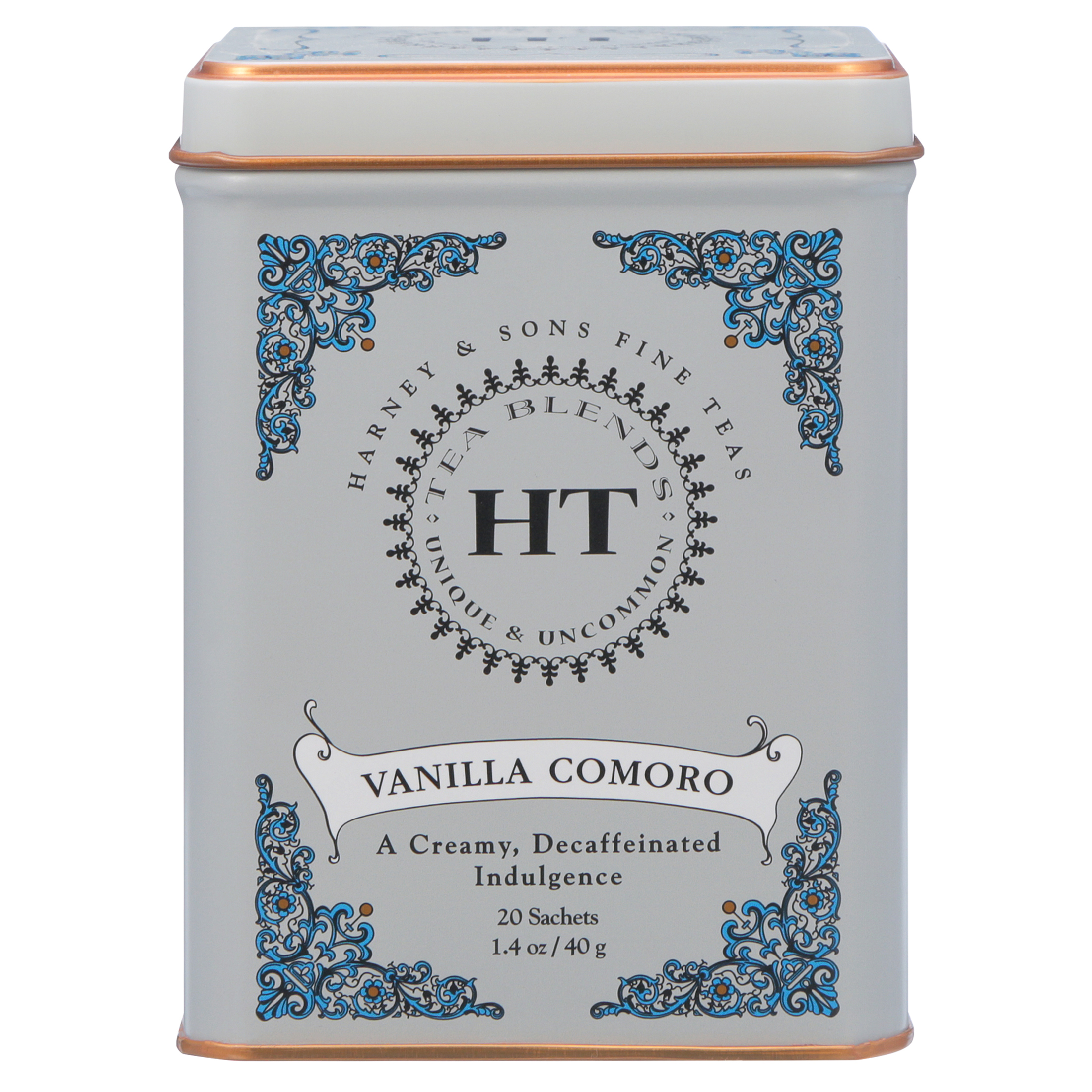 Harney & Sons Vanilla Comoro Decaffeinated Black Tea, 20 Pyramid Tea Bags (Sachets)