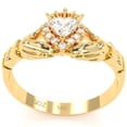 thumbnail image 5 of Claddagh White Topaz Diamond Ring In Solid 14k Yellow Gold, 5 of 6