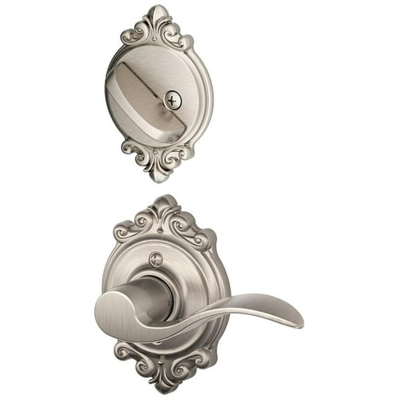 Schlage Lock Company F59ACC619BRKLH Accent Left Handed Interior Pack Lever Set with Single Cy, Satin Nickel