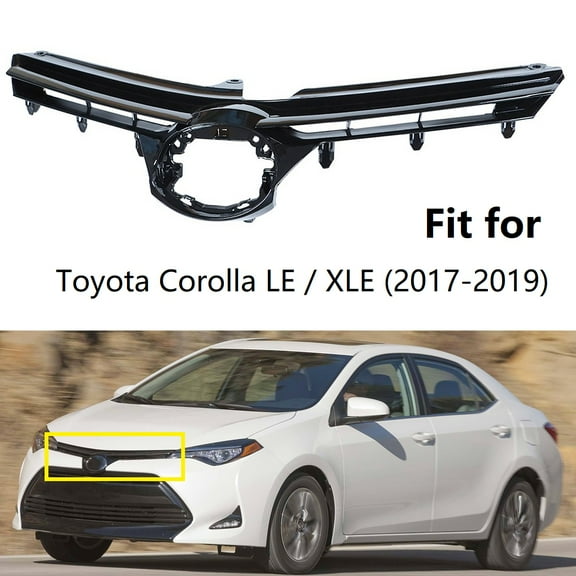 Fit for Toyota Corolla LE / XLE 2017-2019 Front Upper Grille Gloss Black Grill
