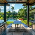 thumbnail image 4 of Chery Industrial 72 Inches Metal Picnic Table with Blue Finish and Umbrella Hole,Blue, 4 of 13