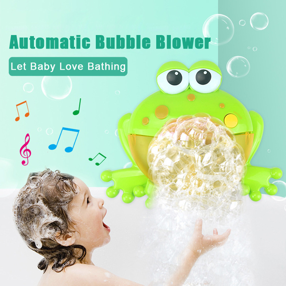 Bubble machine big frog automatic bubble maker blower music bath toys for bab WQ