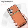 thumbnail image 3 of Dteck Detachable Back Cover for iPhone 16 with Card Holder, Magnetic Wallet Pocket Carbon Fiber Texture PU Leather Slim Phone Case, Brown, 3 of 12