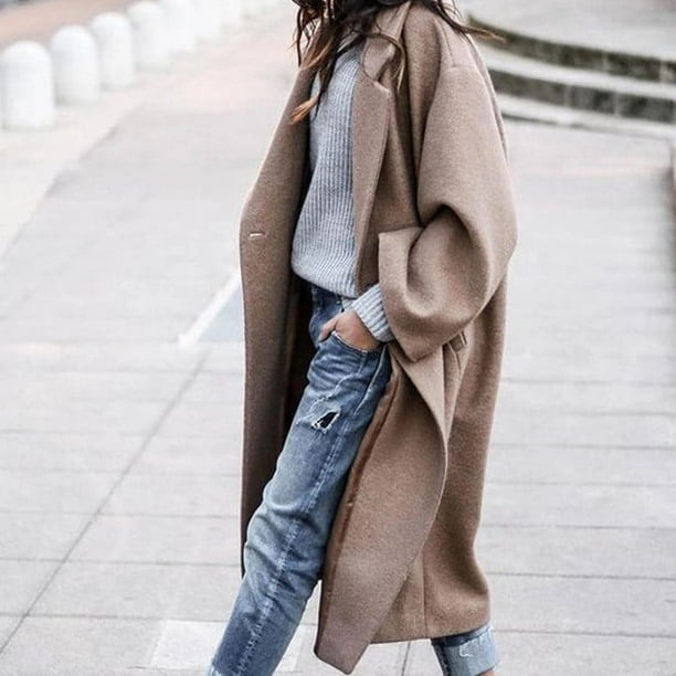 ShomPort Women Winter Mid-Long Coat Long Sleeve Notched