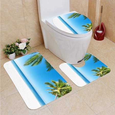 Erehome Palm Trees Tropical Beach 3 Piece Bathroom Rugs Set Bath Rug Contour Mat And Toilet Lid Cover Walmart Canada
