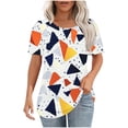 thumbnail image 1 of Pisexur Hauts pour Femmes, Hauts de Sortie pour Femmes, Hauts d'Entraînement pour Femmes, T-shirt à Manches Courtes Imprimé Mode Quotidienne Col Rond Blanc,m, 1 of 6