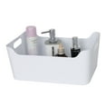 thumbnail image 3 of YBM Home Plastic Storage Bins with Handles for Kitchen and Pantry Organization Multipurpose Open Storage Bins for Under Sink Storage Bathroom Vanity Laundry Room, and Crafts Room, White, Small,2-Pack, 3 of 4