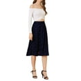 thumbnail image 3 of Unique Bargains Jupe Midi Évasée en Chiffon sous le Genou avec Ceinture, 3 of 7