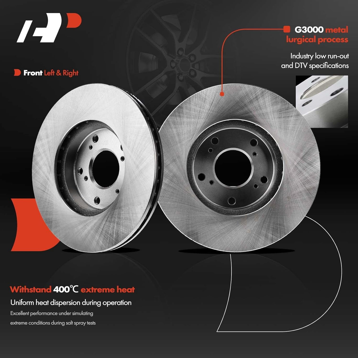 A-Premium Front Disc Brake Rotors Set Compatible with Honda CR-V CRV 2002-2004 Civic 2006-2011/2013-2018 Accord Element CR-Z Acura CSX ILX Only 2-PC