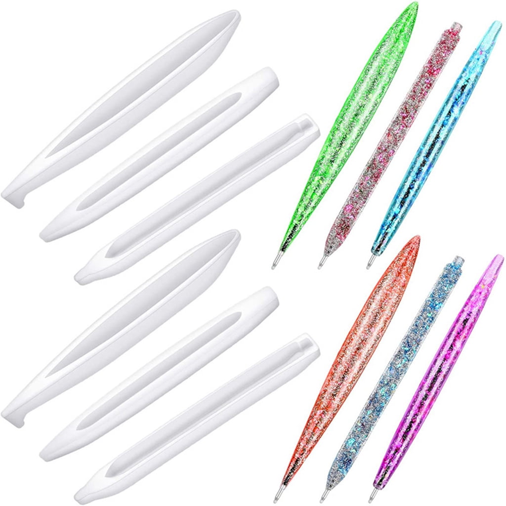 WINDLAND Pen Molds for Resin Casting, Cylinder Shape Silicone Epoxy Mold Black Ballpoint Refill for DIY Pen Crafts 3 Styles