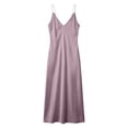 thumbnail image 4 of EliteGoogv Womens Satin Dresses V Neck Spaghetti Strap Maxi Dresses For Women Slim Straight Fit Summer Dresses Vacation Wedding Guest Dresses Purple, 4 of 4