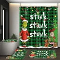 thumbnail image 5 of 4 Pcs The Grinch Christmas Bathroom Sets,Christmas Grinch Shower Curtain Set with Shower Curtain and Rugs and Bath Mat Set 72 X 72 Inches,with Hooks Xmas Bathroom Decor, 5 of 7