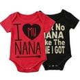 thumbnail image 3 of Baby Summer Letters Short Sleeve  Neck Button Closure Romper, 3 of 4