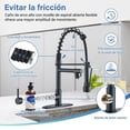 thumbnail image 4 of LED Negro grifo de cocina Boquilla doble grifo de fregadero Grifo monomando extraíble 360º grifo giratorio Se pueden utilizar dos boquillas simultáneamente Con tuberías de agua caliente y fría, 4 of 8