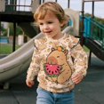 thumbnail image 3 of Garronmavis Capybara Toddler Girl Sweatshirt Soft Watermelon Pullover Drop Shoulder Sweater 3T Comfortable Ruffle Long Sleeve Girls Top Lightweight Girls Crewneck Sweatshirt for Kids, 3 of 7