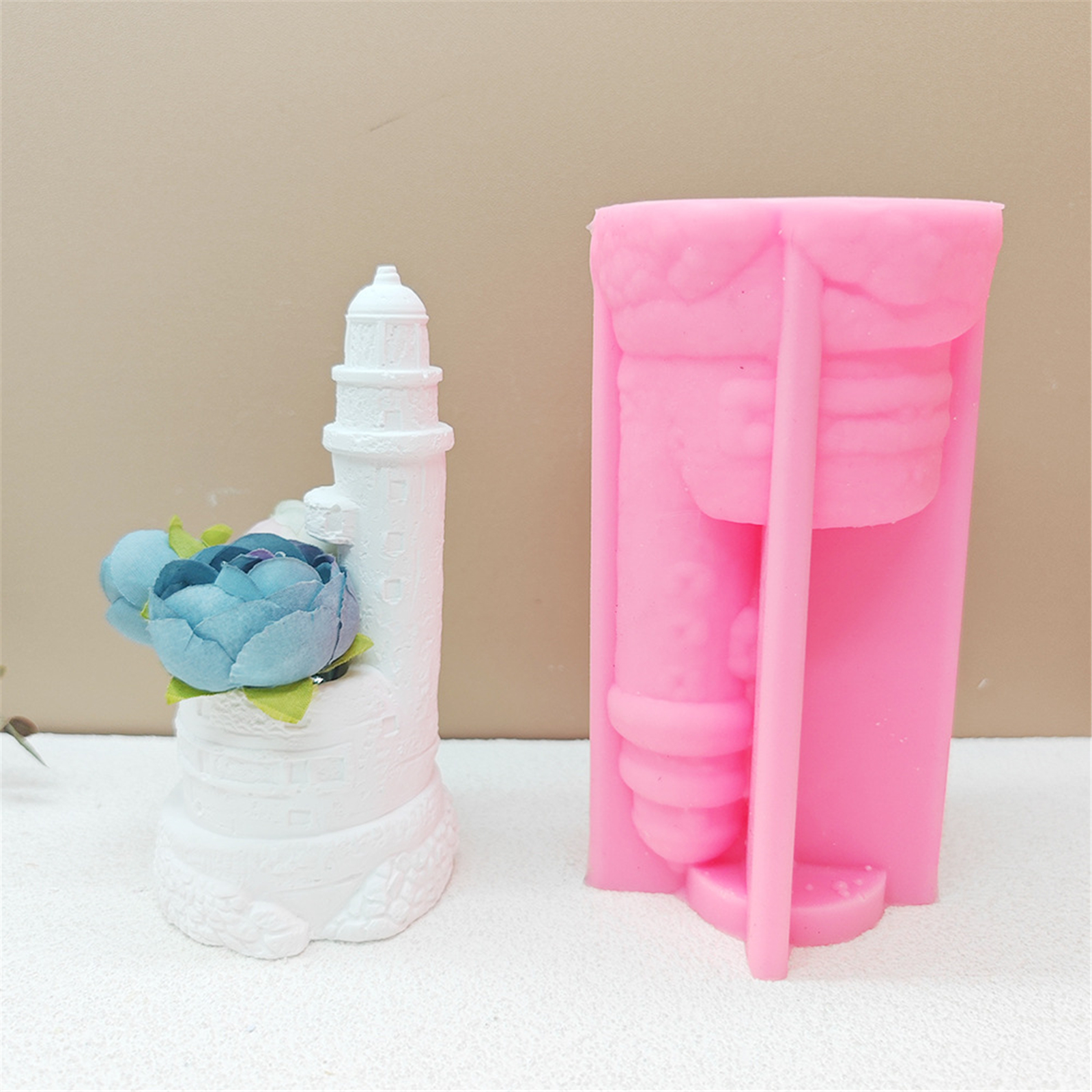 Lighthouse Silicone Cup Molds for Epoxy Resin, Tealight Holder, Stand, Decoration, Plaster Silicone Molds