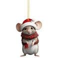 thumbnail image 2 of Christmas Mouse Flat Ornament for Tree and Car Decor, Festive Holiday Home Decoration Gift, 2 of 5