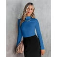 thumbnail image 6 of Vafful Long Sleeve T Shirt for Womens Mock Turtle Neck Ribbed Tops Shirts Slim Fitted Fall Clothes Tops Tunics Blouse S-XL Blue, 6 of 6