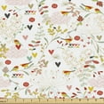 thumbnail image 1 of Cartoon Sofa Upholstery Fabric by the Yard, Colorful Heart Shapes Traditional Japanese Clouds Pink Doodled Flowers and Birds, Decorative Fabric for DIY and Home Accents, Multicolor by Ambesonne, 1 of 5