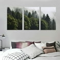 thumbnail image 3 of Nawypu Nature Canvas Wall Art on Solid Wood Frame - Small to Extra Large Paintings - Wall Decor for Living Room, Bedroom, Kitchen (Foggy Pine Forest, 12''x16''X3 Panels), 3 of 4