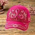 thumbnail image 2 of XIAOCHA Women's Embroidered Pink Ribbon Rose Graphic Baseball Cap Breathable Trucker Hats,Light Pink2, 2 of 4