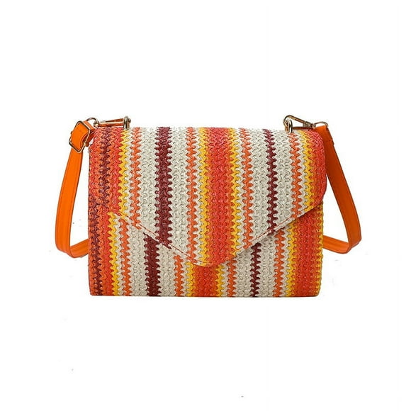 Granjero Gordo Bolso de mano tejido y bolsas de cosméticos, bolso de mano tejido elegante de playa de verano, bolso de hombro de 7,87 x 3,14 x 5,51 pulgadas (naranja)