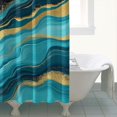 thumbnail image 4 of Blue Gold Wave Marble Pattern Shower Curtain 72"x84" ,Bathroom Decorative Shower Curtains Set with 12 Hooks,Modern Waterproof Washable Shower Curtain, 4 of 6