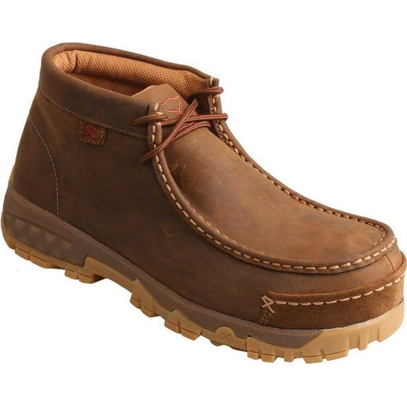 Twisted X Boots Womens Ladies Twisted X Cellstretch Distressed Comp Toe Driving Moc 7.5 M Saddle