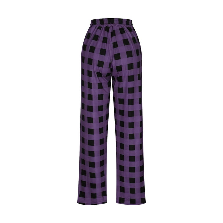 Buffalo Plaid Pajama Pants for Men Soft Lounge Pj Bottoms Pockets Wide Leg  Holiday Elastic Waist Checkered Pants Purple A 