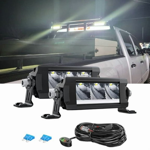 Nilight 5.3inch Single Row Led Light Bar 2Pcs 15W 1680LM Anti-Glare Spot DRL Offroad Slim Driving Light Bar IP68 w/ 16AWG DT Wiring Kit for Pickup Truck SUV ATV UTV Boat 4x4 Jeep