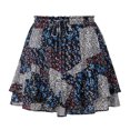 thumbnail image 4 of Arlun Summer Floral Boho Mini Skirts for Women Vintage Drawstring Elastic Waisted Chiffon Ruffle Layered A Line Skirt with Inner Lightweight Comfort Elegant Short Skirts 1-Dark Gray XL, 4 of 4