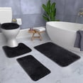 thumbnail image 5 of Non Slip Bathroom Mat Set Absorbent Plush Floor Mats with Rubber Backing 4 Piece Black Shower Rug Toilet Mat Bath Mat Set for Indoor Use, 5 of 6