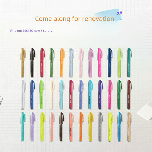 PENTEL pitong TOUCH color cabeza suave mano cuenta tarjeta de felicitación firma Xiuli pluma SES15C nuevo color 24 colores