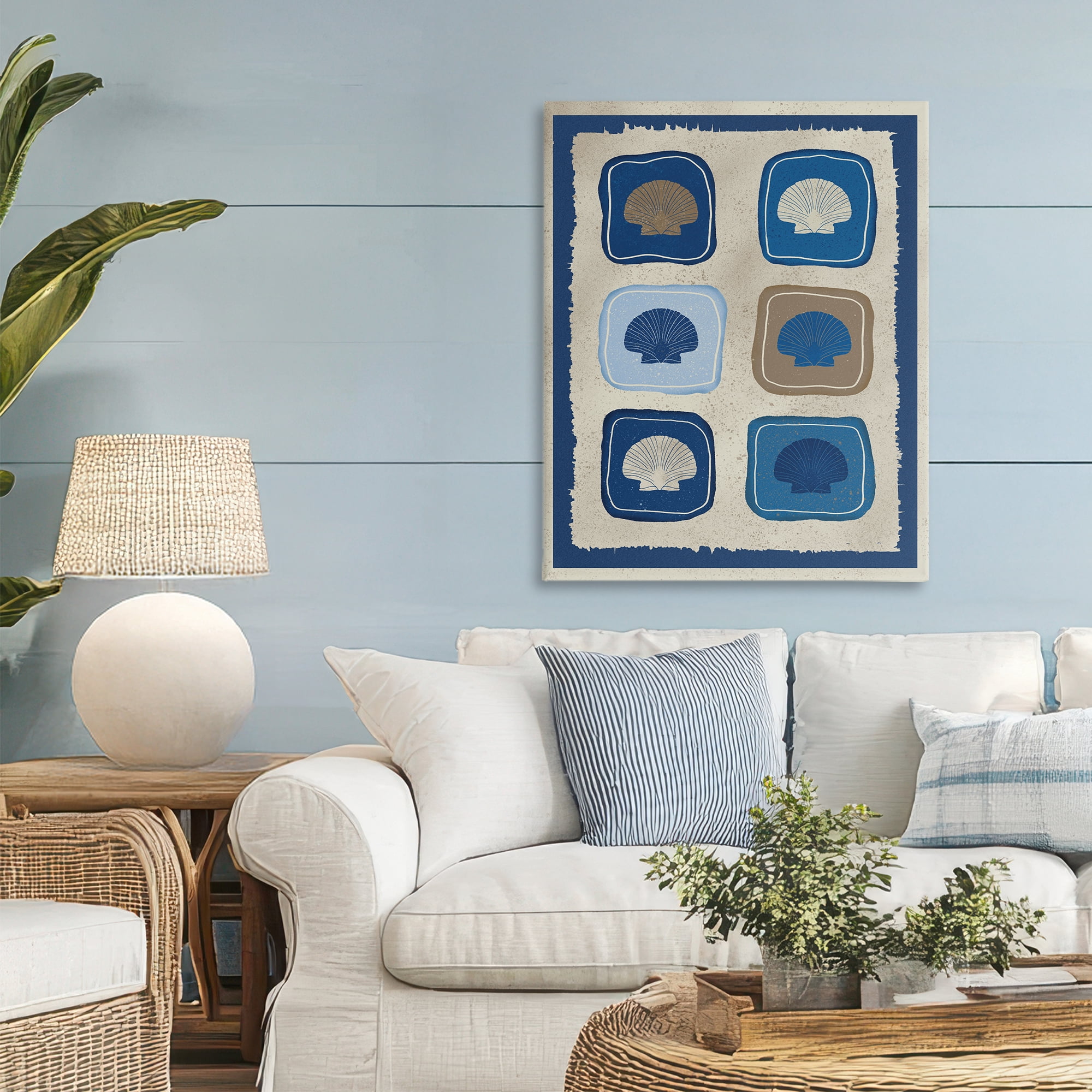 Stupell Industries Nautical Block Shells Canvas Wall Art, design by Julia Frost