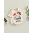 thumbnail image 3 of Wassery Baby Boys Jumpsuits 4th of July Outfits  Eagle Letter Print Short Sleeve Crew Neck Romper 3M 6M 12M 18M 24M Infant Boy Summer Independence Day Bodysuits for Newborn Infant, 3 of 8