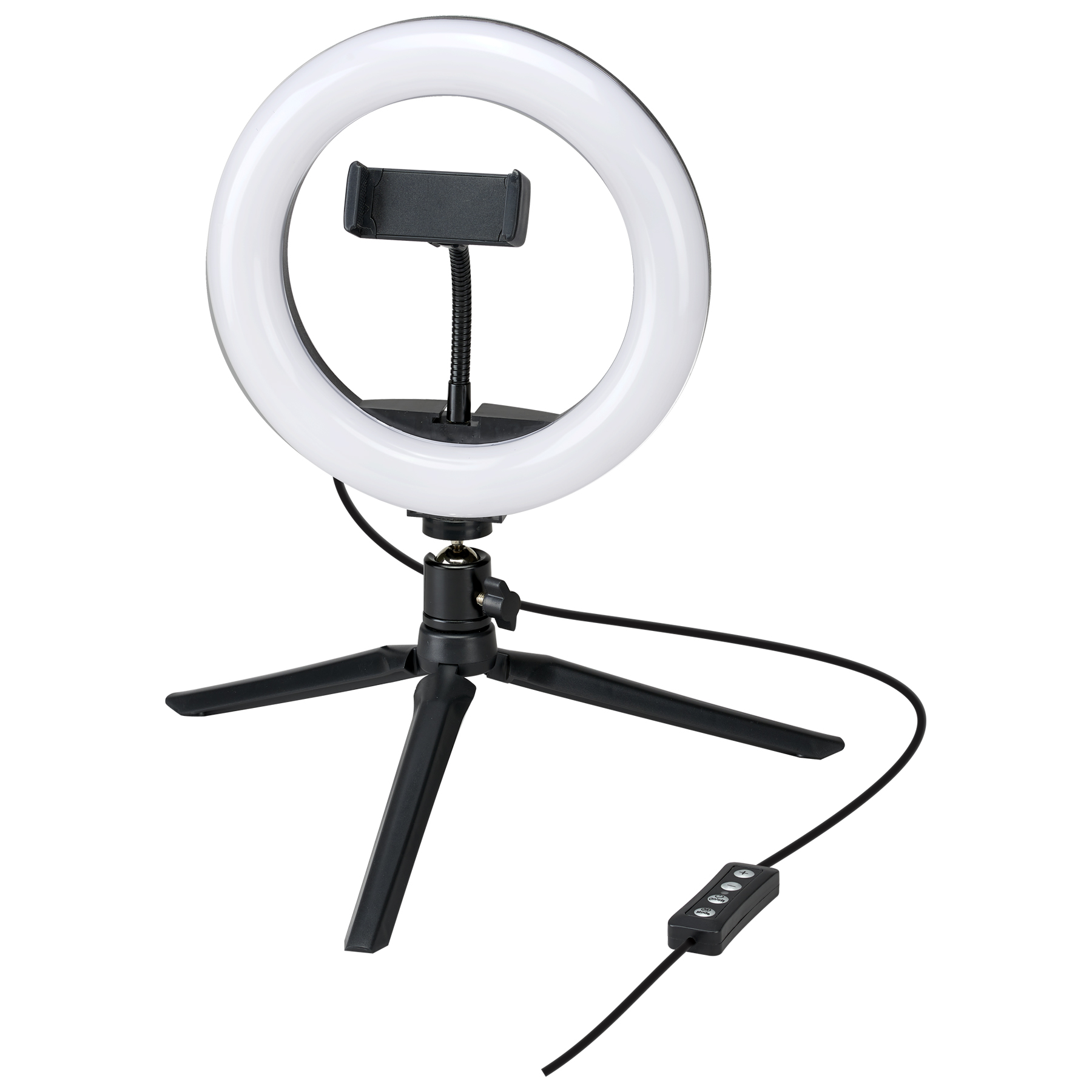 GPX Vlogging Tripod with 8" LED Light, Adjustable, TPDL801B, Black