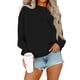thumbnail image 2 of HongQid Women's Long Sleeve Crewneck Sweatshirt Casual Solid Color Pullover Cropped Tops, 2 of 3