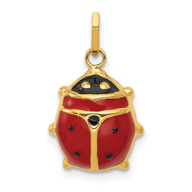 14k Yellow Gold Ladybug Necklace Pendant Charm Insect Arachnid