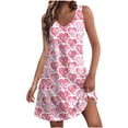 thumbnail image 2 of Xqxayjr Summer Mini T Shirt Sundresses for Womens V Neck Floral Print Vintage Sleeveless Loose Casual Wedding Guest Dresses A-Line Flowy Swing Boho Tank Beach Vacation Dress, 2 of 7