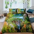 thumbnail image 1 of Waterfall Duvet Cover Set Natural Scenery Quilt Cover Pillowcase Landscape Forest Waterfall Queen Size Polyester Bedding Set, 1 of 7