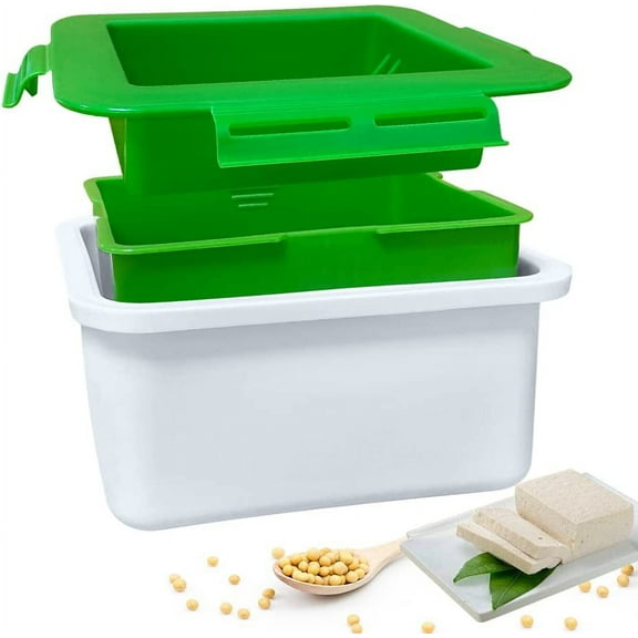 Tofu-Press-Press-Maker-Easy-Cleanup-Strainer-Water-Collecting-Tray-Tofu-Presser-Easily-Remove-food-Better-Texture-Flavor-Green
