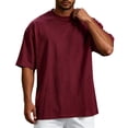 thumbnail image 2 of Oversized T-shirts for Men Short Sleeve Heavyweight Basic Tee Tops Crewneck Red XXXL, 2 of 4