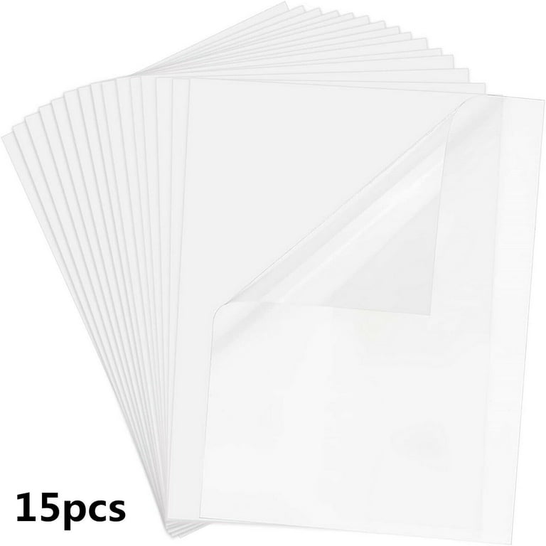 HTVRONT 15X Inkjet Printable Transparent Clear Vinyl Sticker Paper w/ 15X Laminate Paper,8.5 inchx11 inch, Size: 11 in