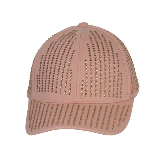 Top Headwear Bling Rhinestone Studded Cotton Baseball Cap - Pink