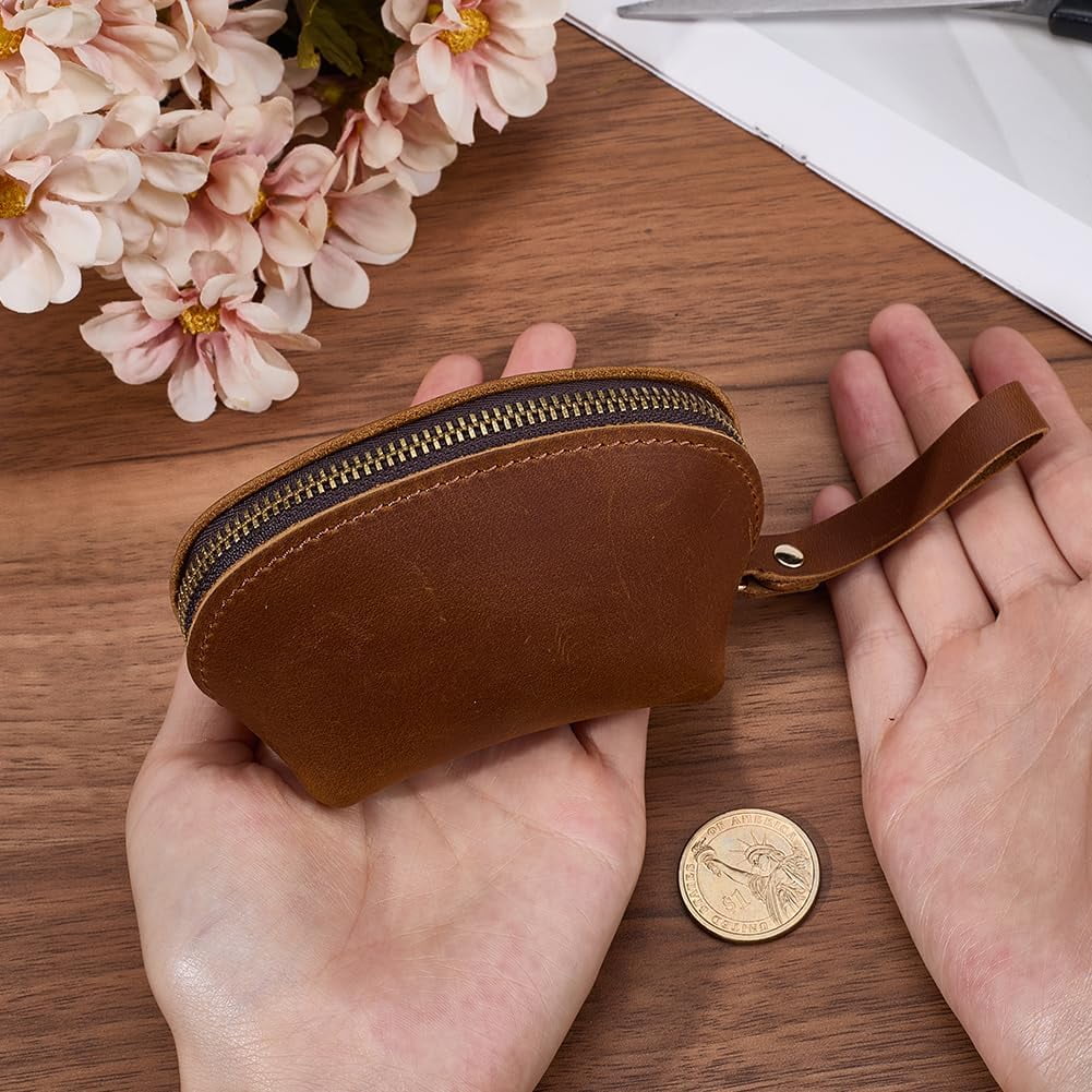 Leather Credit Card Wallets for Women Men Coin Purse with Zipper