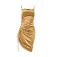 thumbnail image 3 of ITFABS Women?s Solid Color Suspender Backless Drawstring Skinny Dress, 3 of 5